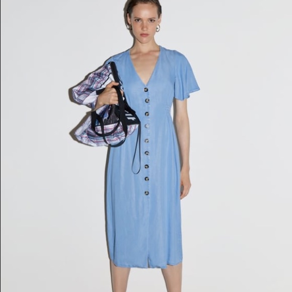 Zara button denim dress size S
